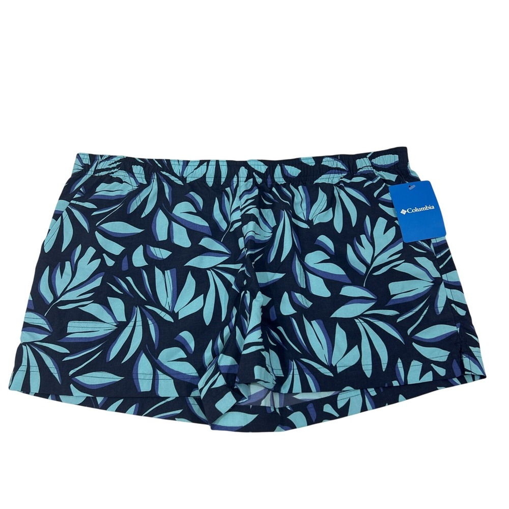 Columbia Women XL Black Blue Shorts 3" Inseam Tropical Sandy River New Tags